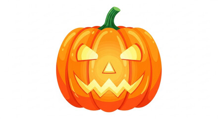 A bright orange jackolantern with a glowing face, , perfect for halloween decorations and spooky season celebrations