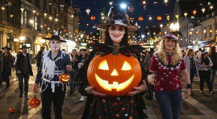 Halloween Parade with Pumpkin Lanterns
