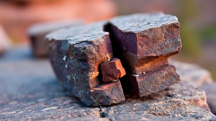 Rusty Broken Brick in Outdoor Setting with Natural Lighting