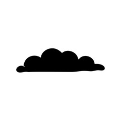 Abstract black cloud shape with a stylized, illustrative appearance and simplified form