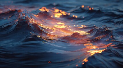 Abstract close-up of glowing water waves