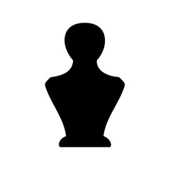 Silhouette of a mannequin bust used for jewelry display in black and white