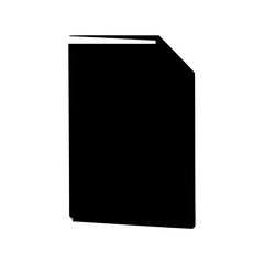 Black silhouette representing a file or document against a white background