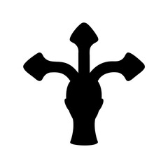 Abstract illustration of a human head with three arrows pointing in different directions