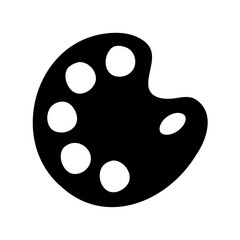 Simple Black and White Illustration of a Painting Palette with Six Colors