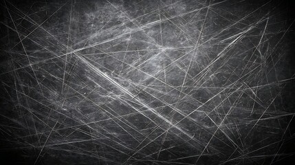 Dark Scratched Metal Surface with White Lines Abstract Background for Industrial Design