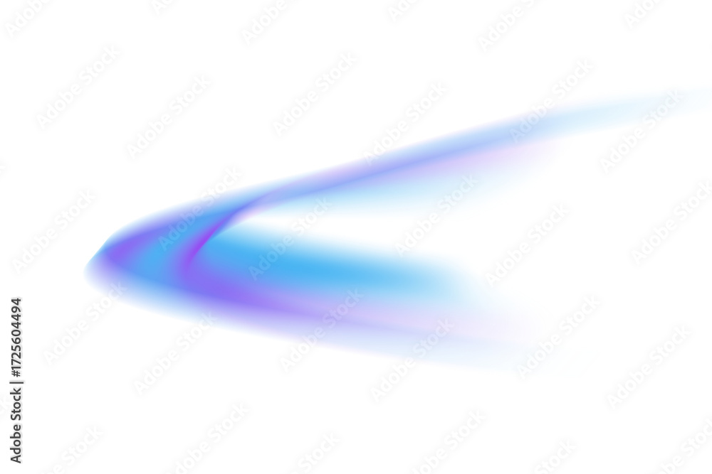 Poster abstract purple and blue light beam wave with glowing motion blur effect isolated on transparent bac