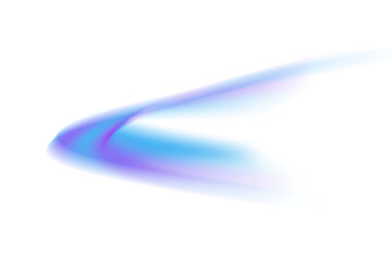 Abstract purple and blue light beam wave with glowing motion blur effect isolated on transparent background for overlay and digital design