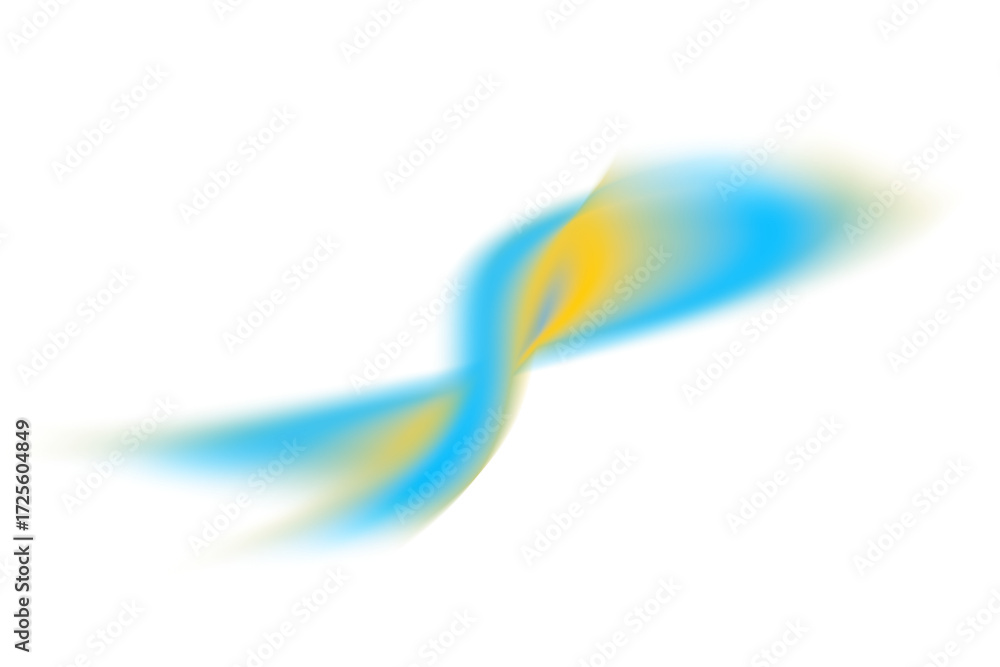 Poster abstract blue and yellow light beam wave with glowing motion blur effect isolated on transparent bac