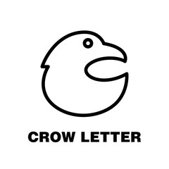 Crow Letter Icon - Vector Outline Illustration