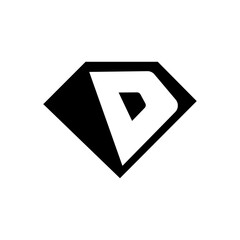 Diamond Icon with D Letter in Minimal Style