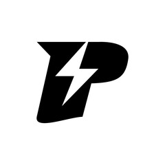 Initial P Lightning Bolt Logo Design