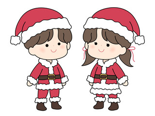 サンタのコスチュームを着た可愛い男の子と女の子