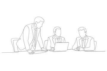 Business meeting sketch of three people around a table