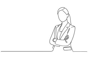 Minimalist line art of a confident woman in a suit