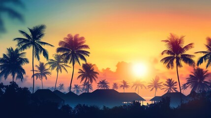 Tropical sunset landscape