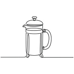 Minimalist line art of a french press coffee maker