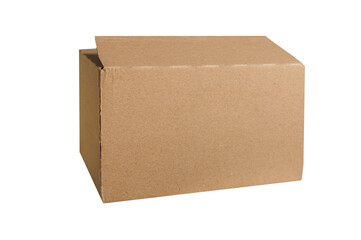 Cardboard box mock up shipping displayed against a clear background, offering abundant space for incorporating text designs