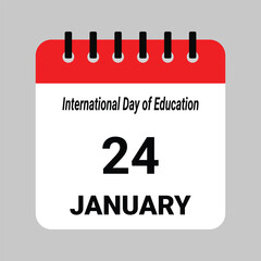 International Day of Education – January 24 Calendar Icon Vector Illustration