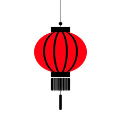 Red Chinese Lantern with Black Stripes and Tassel red lantern 1