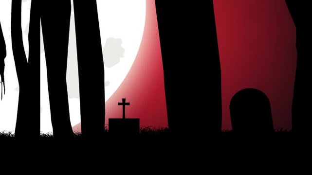 The night of the attack. Ghosts roam the forest and under the full moon; Halloween night

