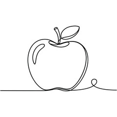 Simple continuous line drawing of a fresh apple on a white background