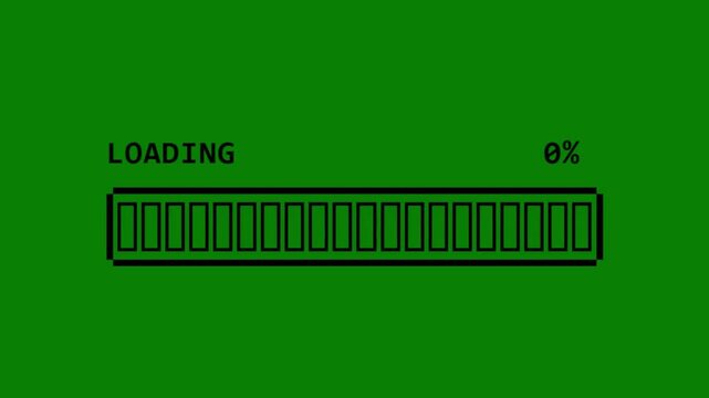 8-Bit Pixelated Loading Bar chroma key green screen 4K stock video