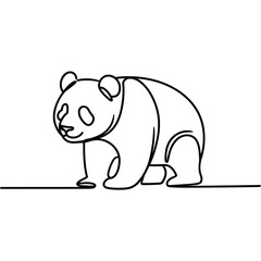 Minimalist line drawing of a cute panda bear