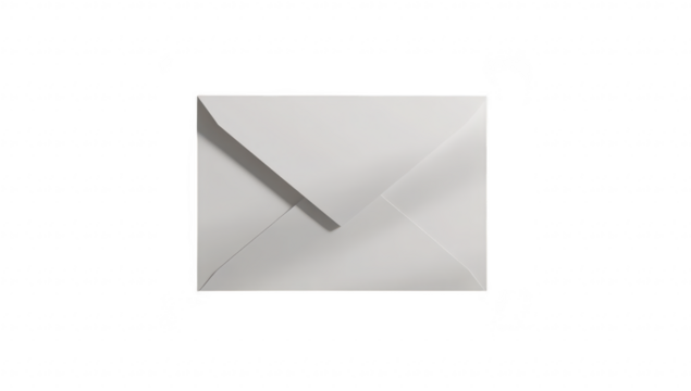 A simple. elegant white envelope positioned on a clean. light surface. casting soft shadows. symbolizing communication. correspondence. or mailing. with a minimalist aesthetic