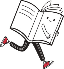 Anthropomorphic Book Character Running Keywords: book, running, character, anthropomorphic