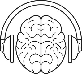 Brain Wearing Headphones Icon mind music
