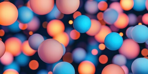 Colorful Abstract Design with Floating Spheres in a Dark Background