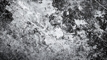 Textured Black and White Abstract Concrete Surface with Cracks and Scratches