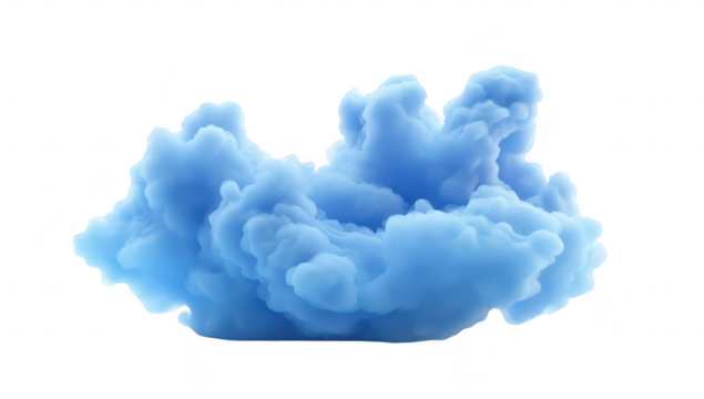A blue cloud formation floats gracefully against a soft white background. creating a serene and calming atmosphere. ideal for backgrounds in digital artwork or relaxation themes
