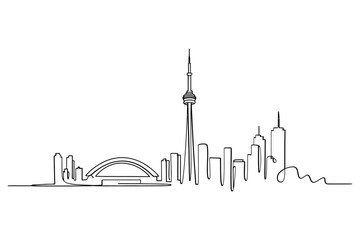 Minimalist line drawing of the toronto skyline