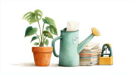 Office plant bringing document balance and filing nature