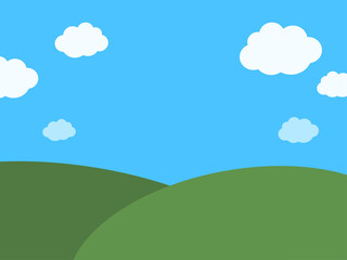 Obraz premium Flat Landscape with Green Hills and Blue Sky