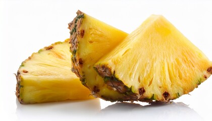 pineapple slices on white background close up