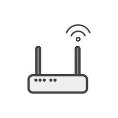 Obraz premium Modern wireless router with antennas emitting Wi-Fi signal, symbolizing connectivity and digital communication
