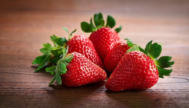 strawberries on a wooden table