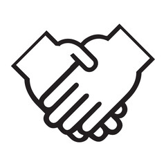 Black and white simple vector of handshake illustration concept for business agreement