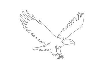Detailed line drawing of a majestic eagle in flight