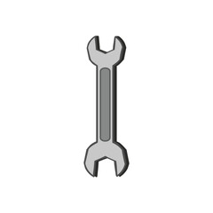 Isolated silver wrench illustration for equipment repair on white backdrop