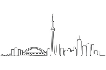 Minimalist line drawing of the toronto skyline