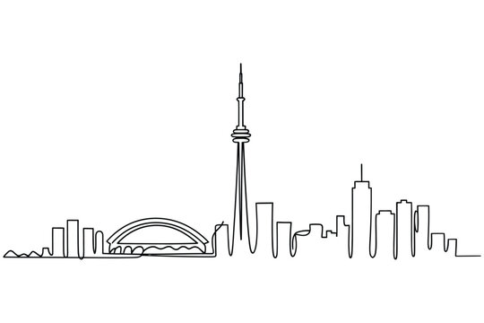 Minimalist line drawing of the toronto skyline