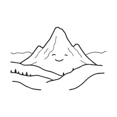 Black and White Mountain Illustration Image in Minimalist Line Art Style, Clean and Elegant Design