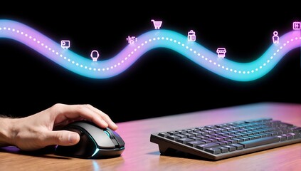 Customer journey funnel conversion growth laptop interface