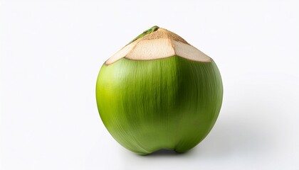 realistic fresh green coconut isolated on white background generative ai