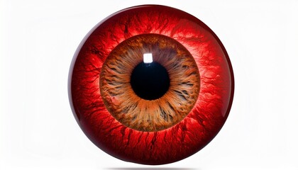 unique red eye design with detailed texture displayed on a round surface in creative artistic style isolated on white background