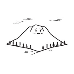 Black and White Mountain Illustration Image in Minimalist Line Art Style, Clean and Elegant Design